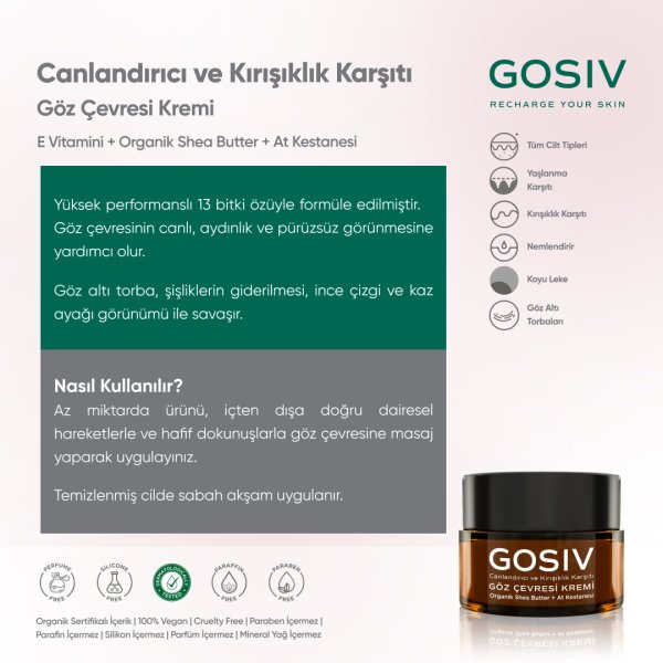 Canlandırıcı Etkili Göz Çevresi Kremi 15 ML
