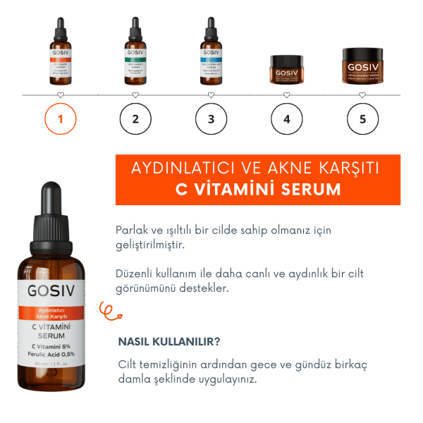 Aydınlatıcı ve Akne Eğilimli Ciltler İçin C Vitamini Serum